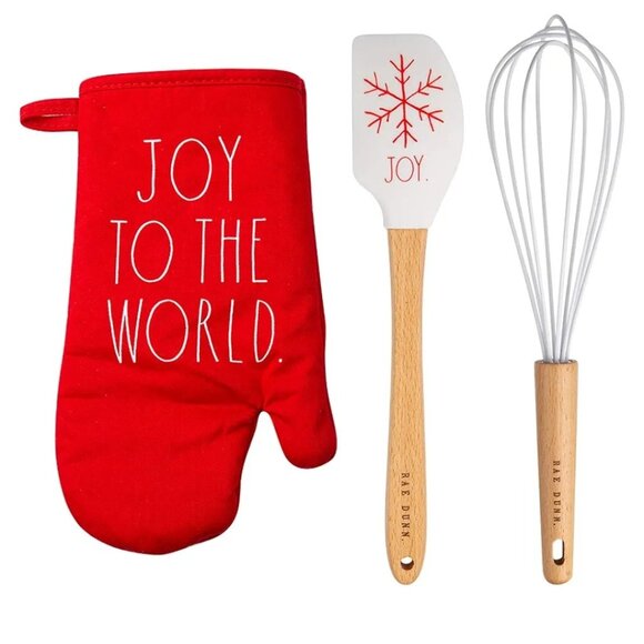 Rae Dunn Collection 3 Piece Holiday Oven Mitt Set with Spatula and Whisk - Picture 3 of 5